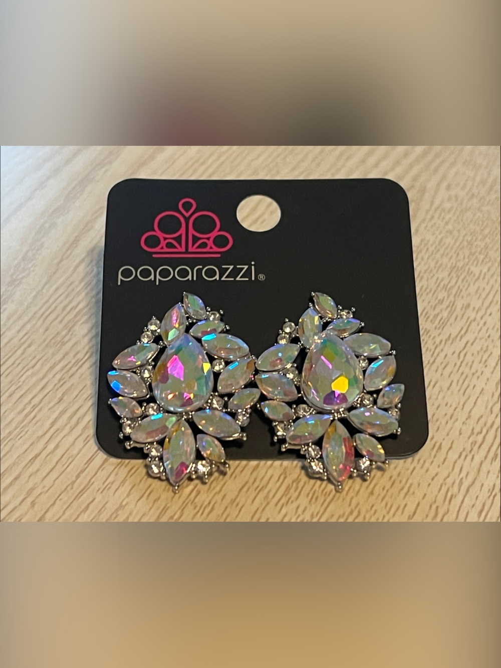 Paparazzi Iridescent Teardrop Cluster Earrings - White